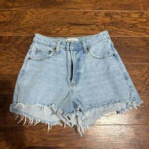 Abercrombie & Fitch Light Blue Frayed Jean Shorts